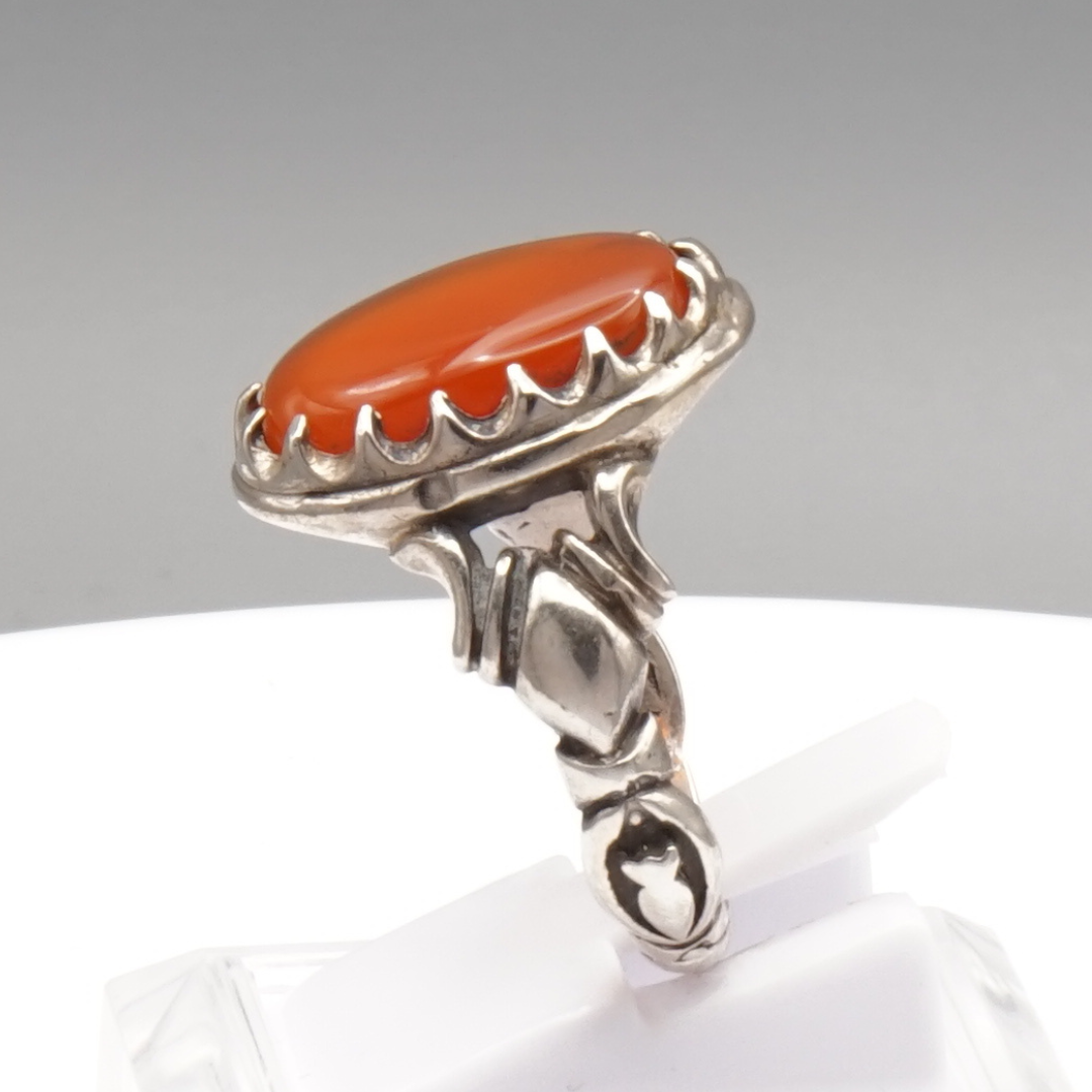 925 Silber Herren Aqeeq Ring Yamani - Jemen-Achat  - Handarbeit - Massiv