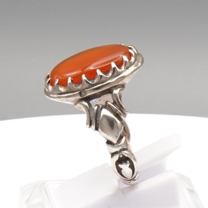 925 Silber Herren Aqeeq Ring Yamani - Jemen-Achat  - Handarbeit - Massiv