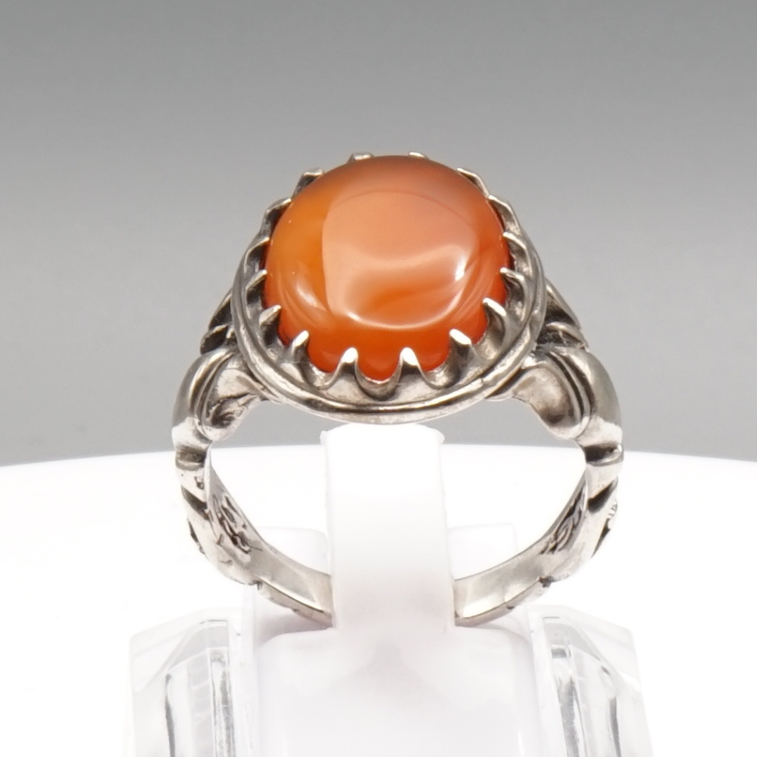 925 Silber Herren Aqeeq Ring Yamani - Jemen-Achat  - Handarbeit - Massiv
