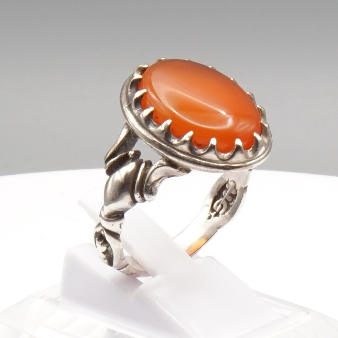 925 Silber Herren Aqeeq Ring Yamani - Jemen-Achat  - Handarbeit - Massiv