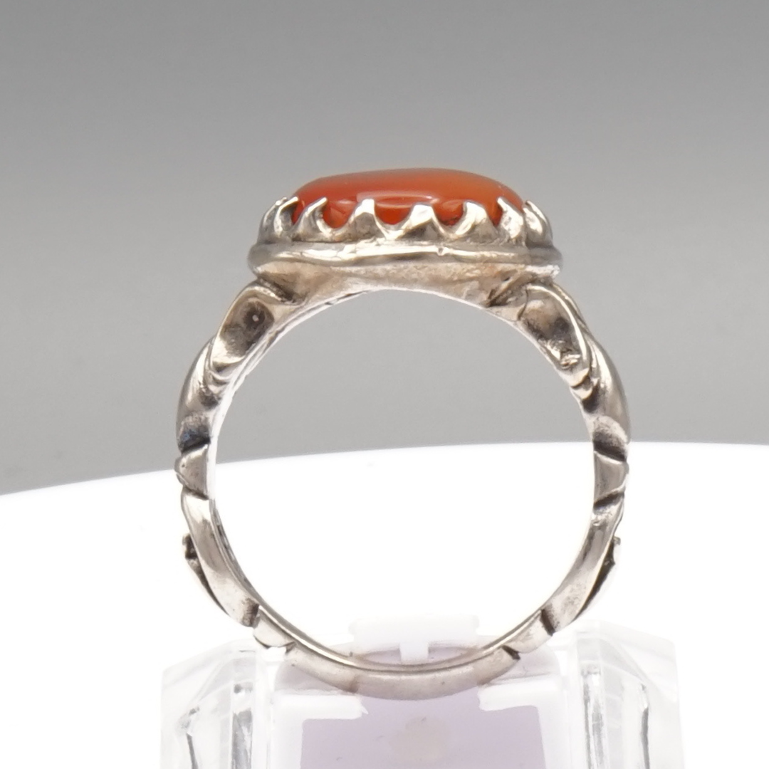 925 Silber Herren Aqeeq Ring Yamani - Jemen-Achat  - Handarbeit - Massiv