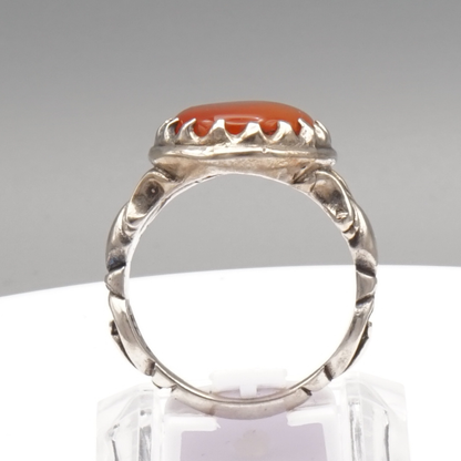 925 Silber Herren Aqeeq Ring Yamani - Jemen-Achat  - Handarbeit - Massiv