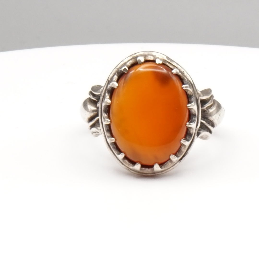 925 Silber Herren Aqeeq Ring Yamani - Jemen-Achat  - Handarbeit - Massiv