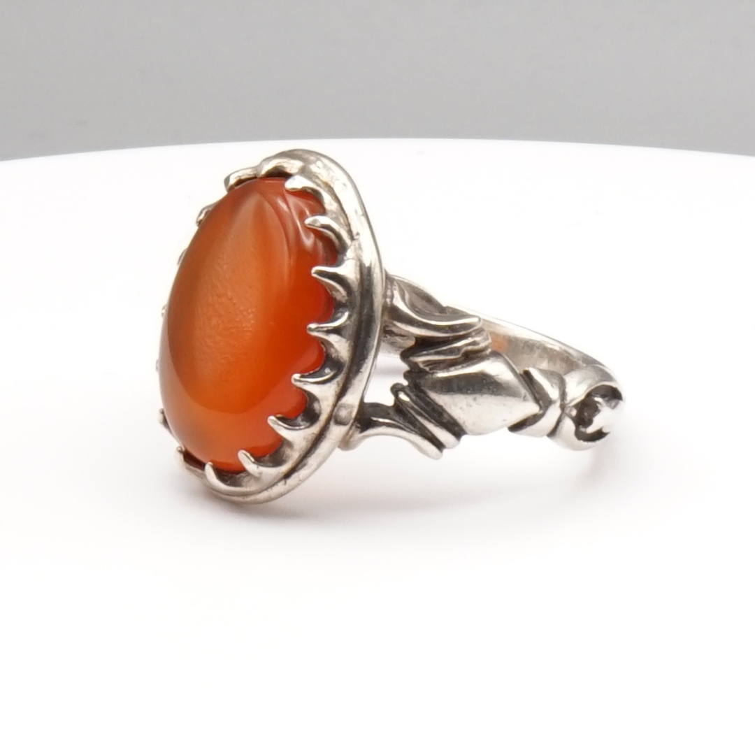 925 Silber Herren Aqeeq Ring Yamani - Jemen-Achat  - Handarbeit - Massiv