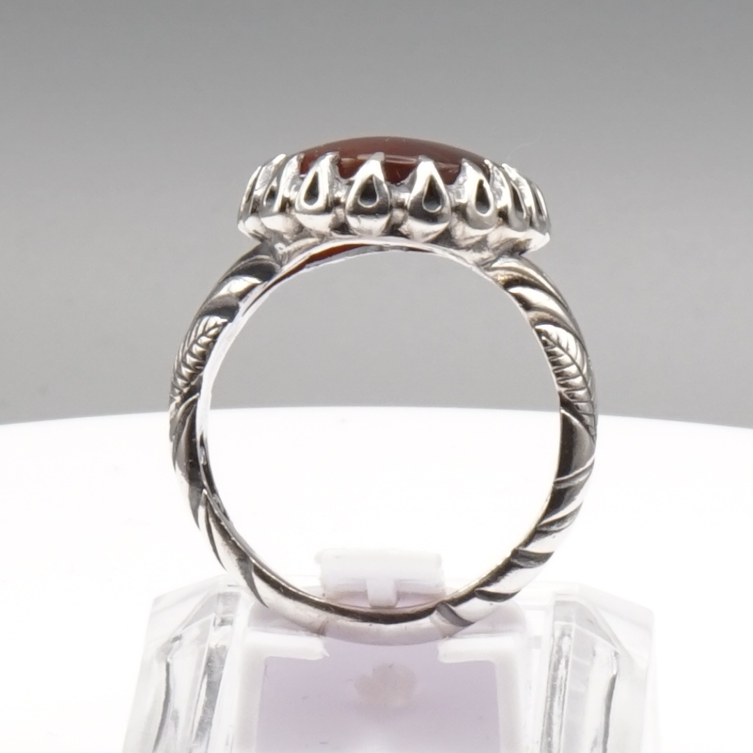 925 Silber Herren Aqeeq Ring Yamani - Jemen-Achat  - Handarbeit - Massiv