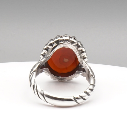 925 Silber Herren Aqeeq Ring Yamani - Jemen-Achat  - Handarbeit - Massiv