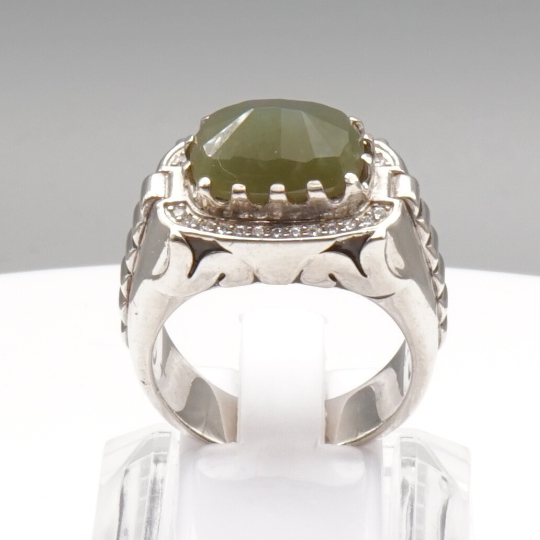 Massiver 925 Silberring mit Jade – Handarbeit