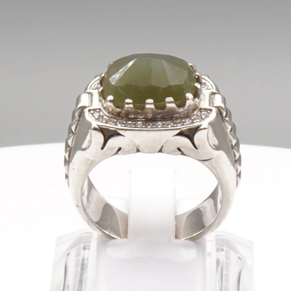 Massiver 925 Silberring mit Jade – Handarbeit