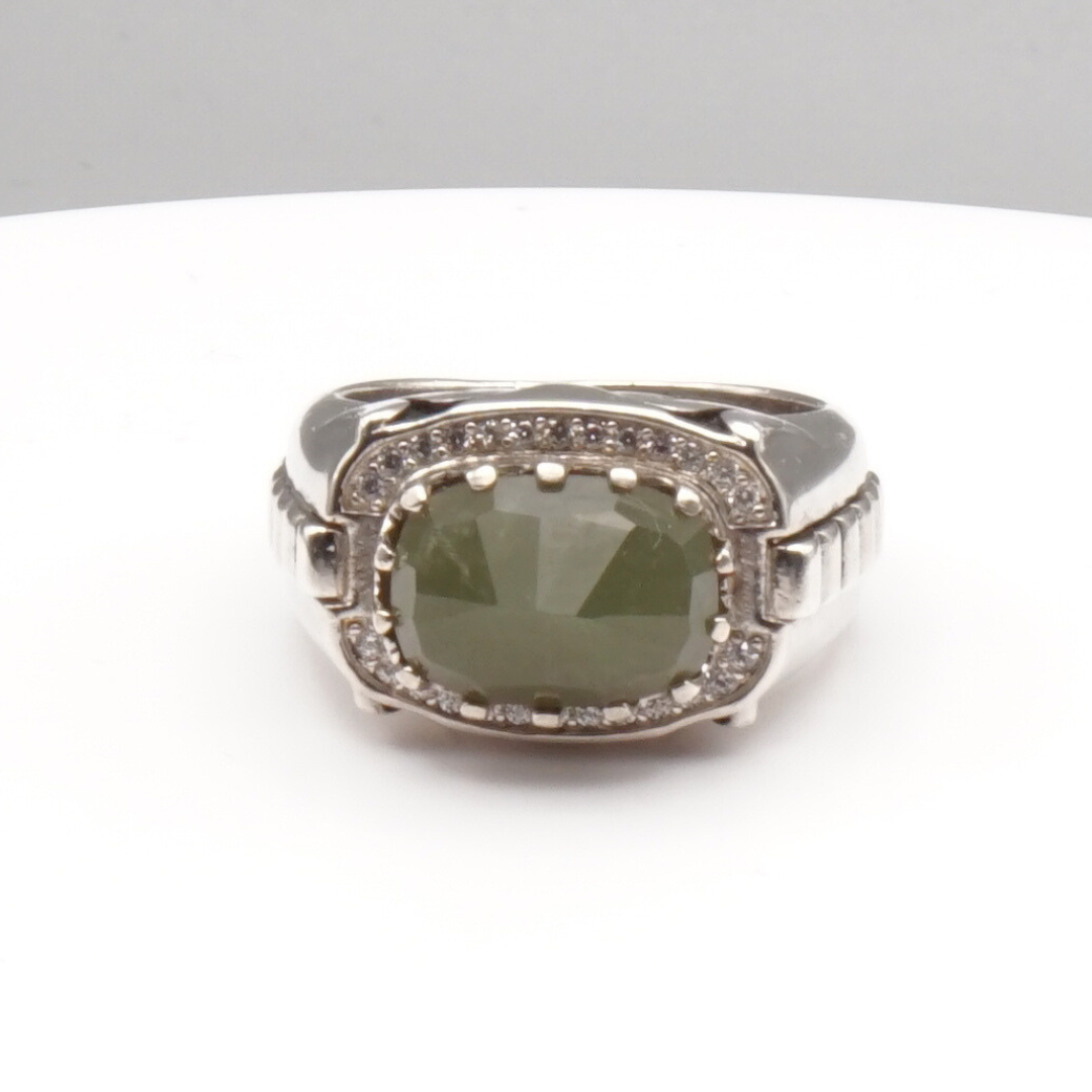 Massiver 925 Silberring mit Jade – Handarbeit