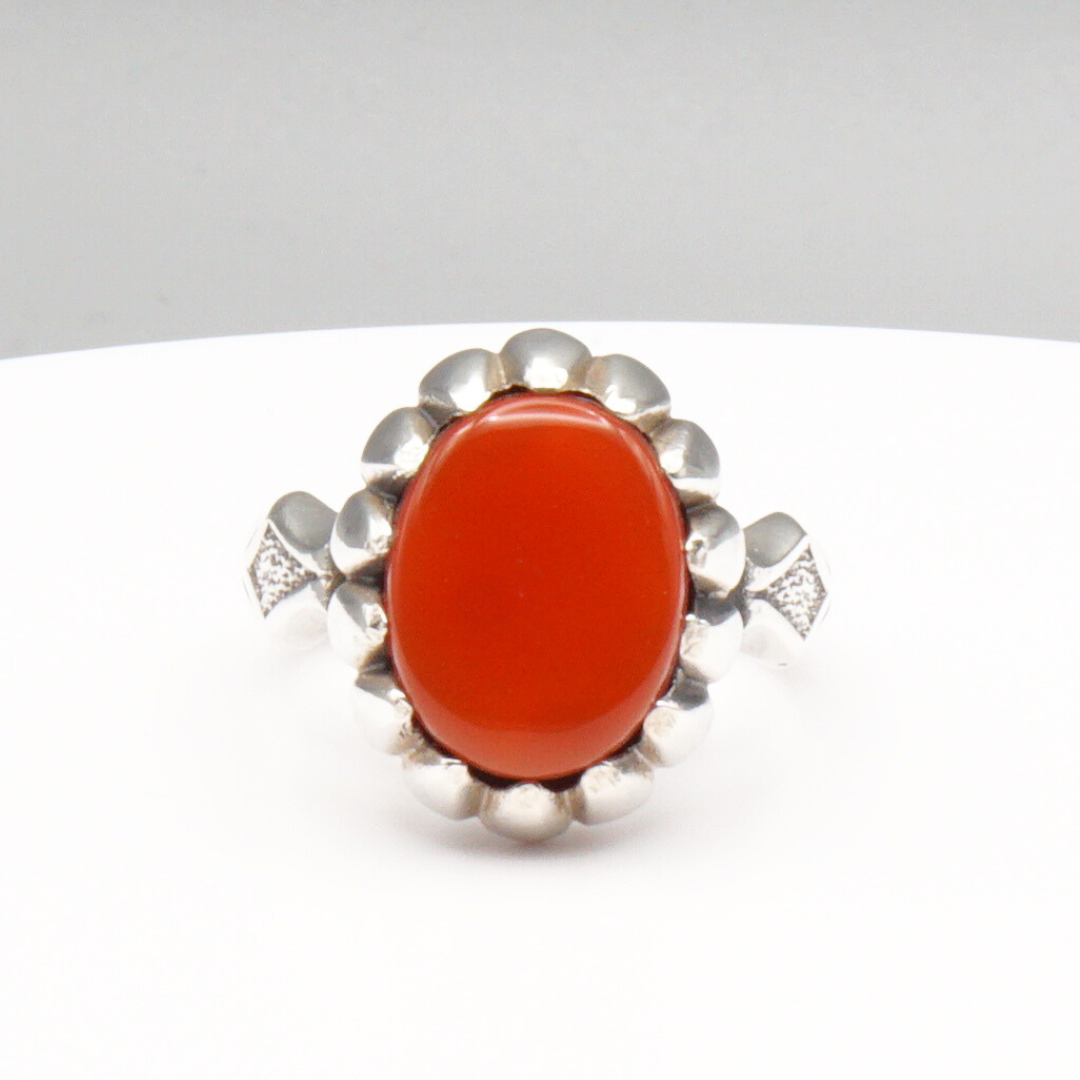 925 Silber Herren Aqeeq Ring Yamani - Jemen-Achat  - Handarbeit - Massiv