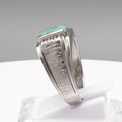 925 Silberring mit echtem grünem Beryll und 6 Zirkonia-Steinen