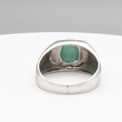 925 Silberring mit echtem grünem Beryll und 6 Zirkonia-Steinen
