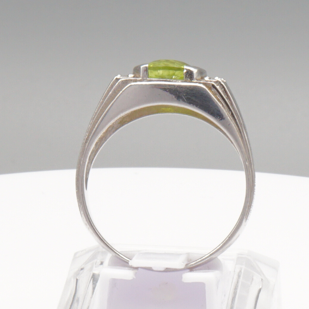 925 Silberring mit echtem Peridot und 6 Zikronia-Steinen