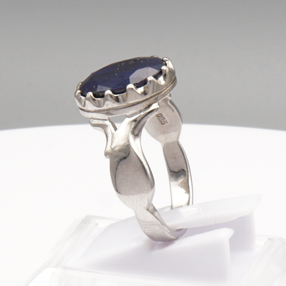 925 Silberring mit natürlichem Saphir