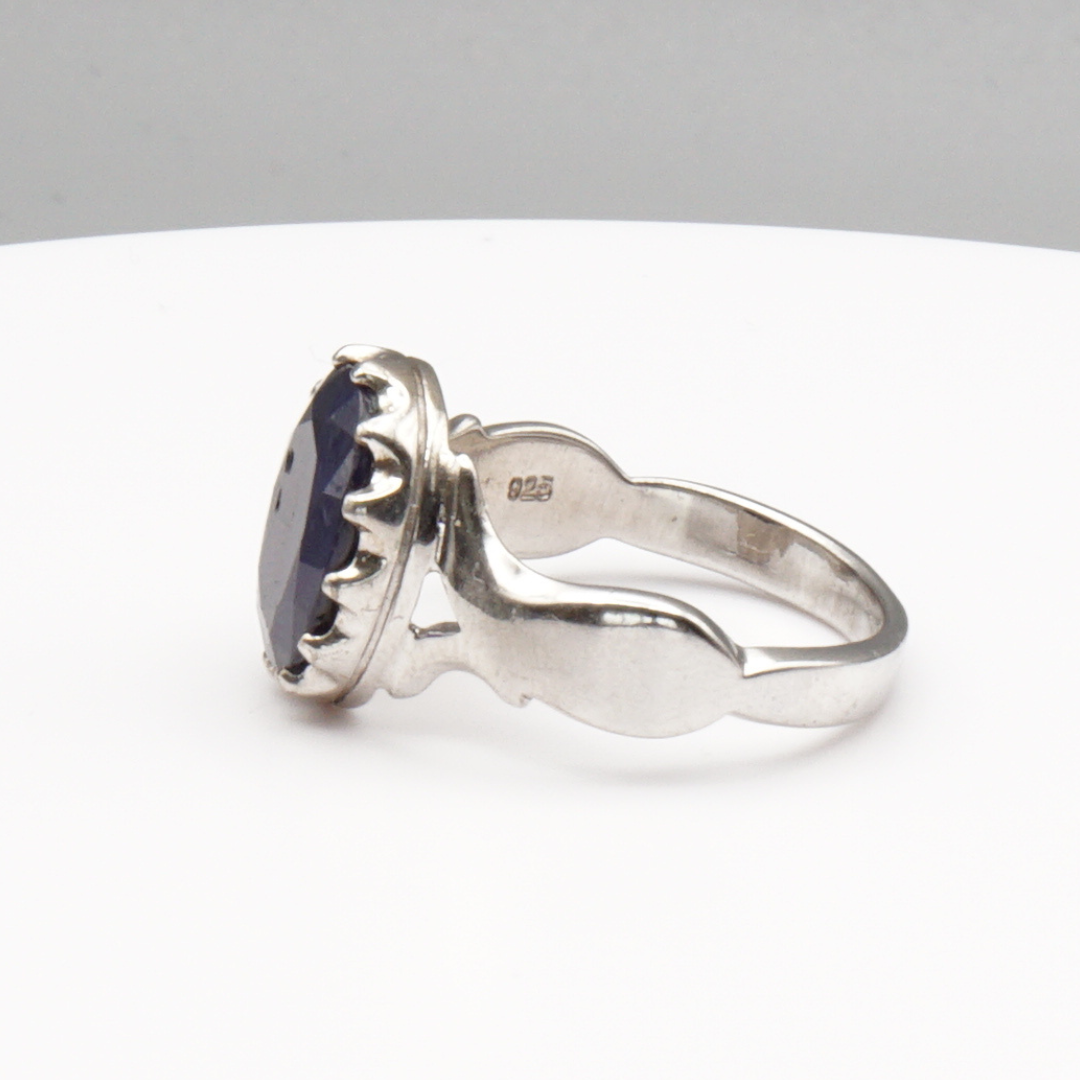 925 Silberring mit natürlichem Saphir