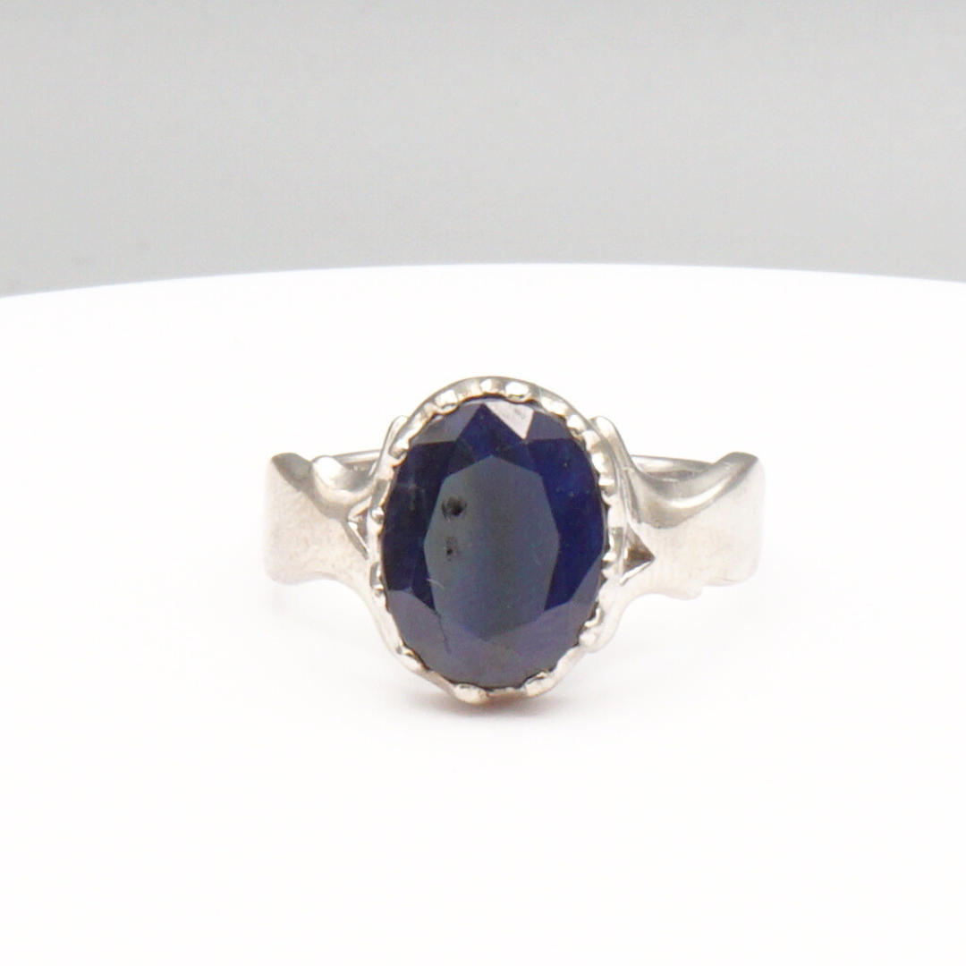 925 Silberring mit natürlichem Saphir