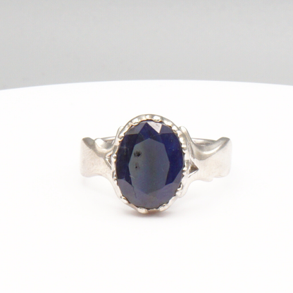 925 Silberring mit natürlichem Saphir