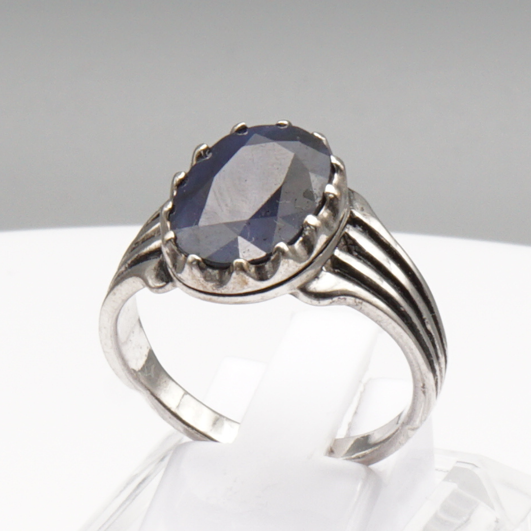 925 Silberring mit natürlichem Saphir