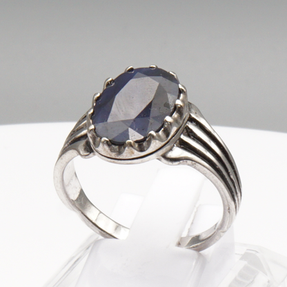 925 Silberring mit natürlichem Saphir