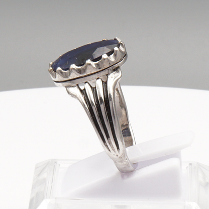 925 Silberring mit natürlichem Saphir