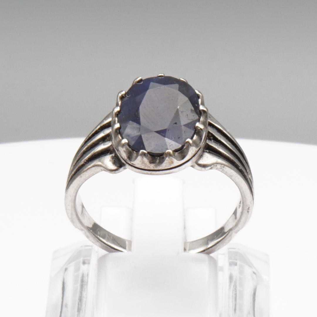 925 Silberring mit natürlichem Saphir
