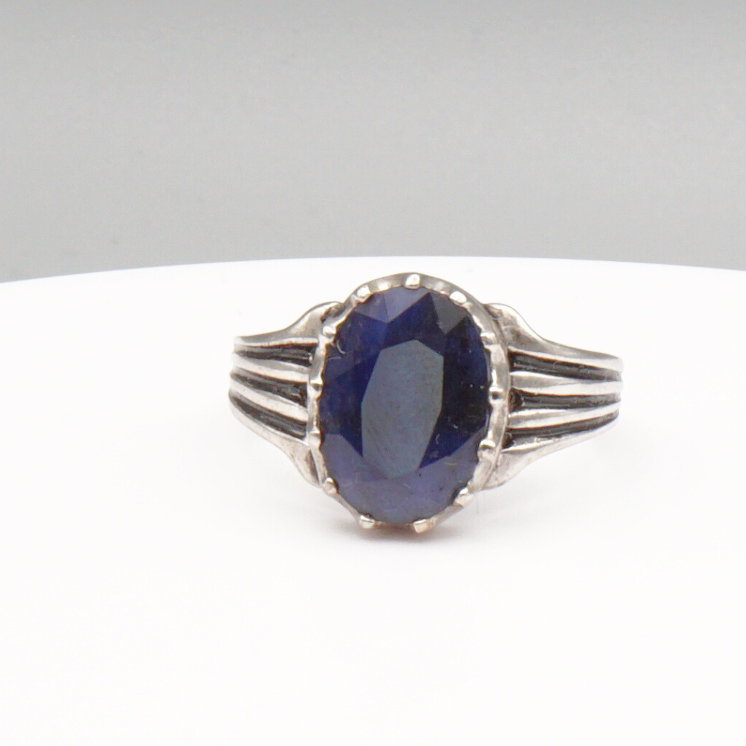 925 Silberring mit natürlichem Saphir