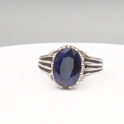 925 Silberring mit natürlichem Saphir