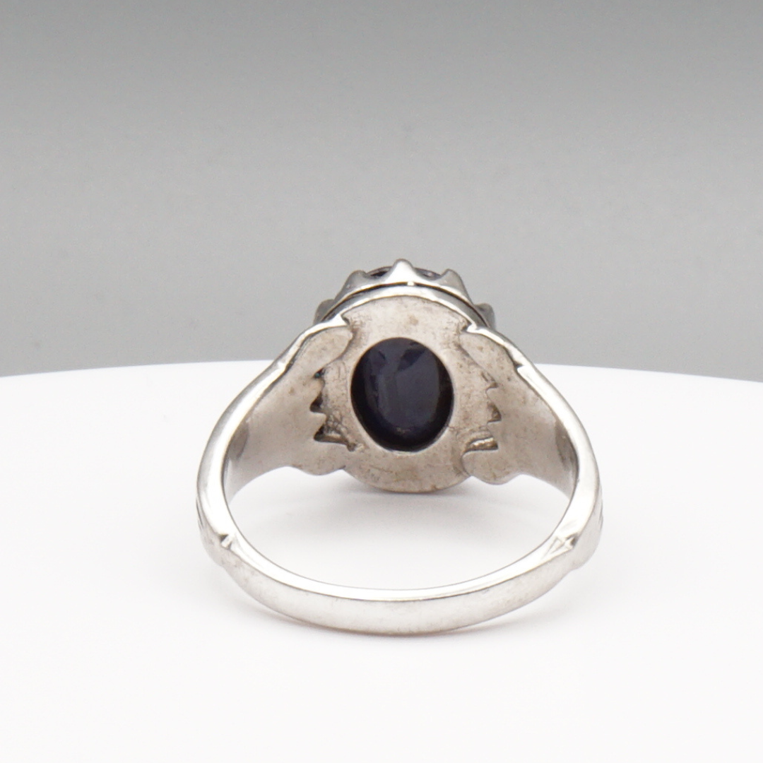 925 Silberring mit natürlichem Saphir