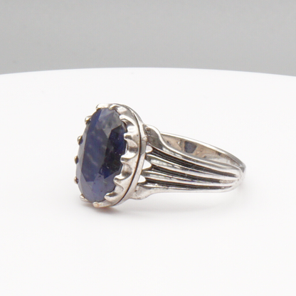 925 Silberring mit natürlichem Saphir
