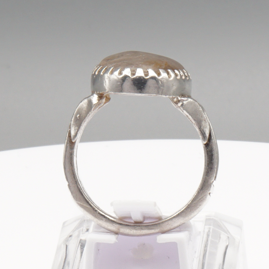 925 Silber Massiver Herrenring mit echtem Rutilquarz- Handarbeit