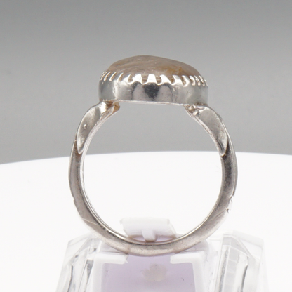 925 Silber Massiver Herrenring mit echtem Rutilquarz- Handarbeit