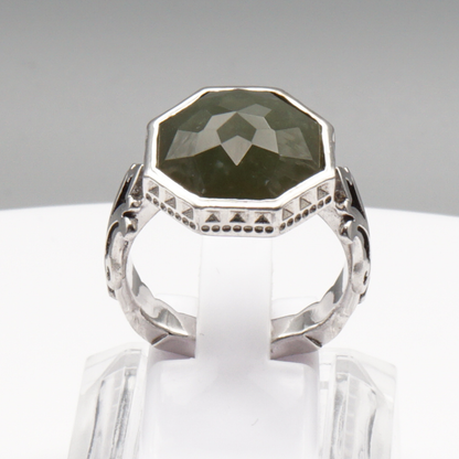 925 Silberring mit natürlicher Jade – Handarbeit