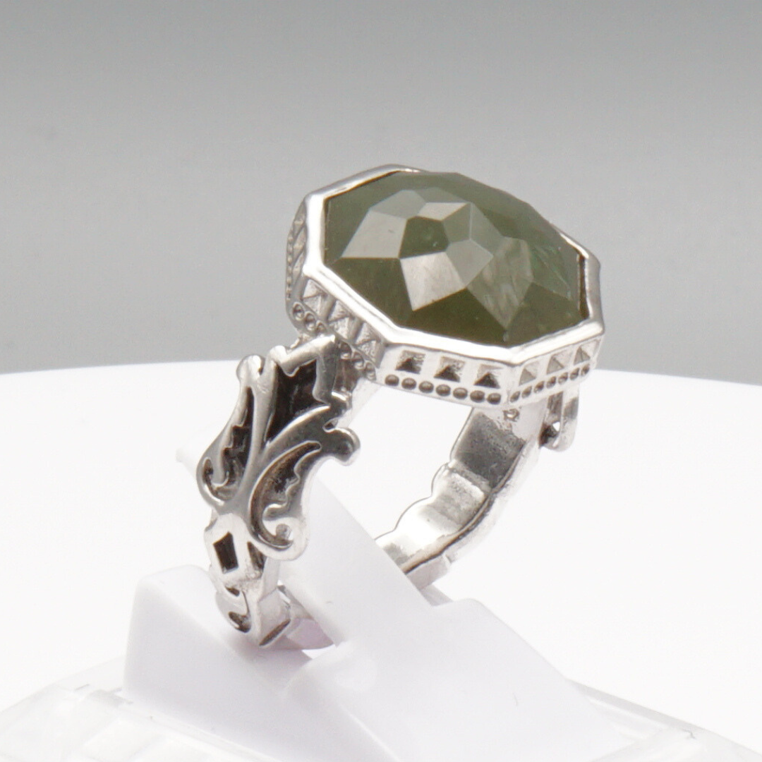 925 Silberring mit natürlicher Jade – Handarbeit
