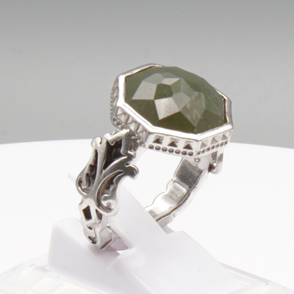 925 Silberring mit natürlicher Jade – Handarbeit