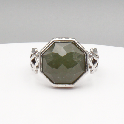 925 Silberring mit natürlicher Jade – Handarbeit