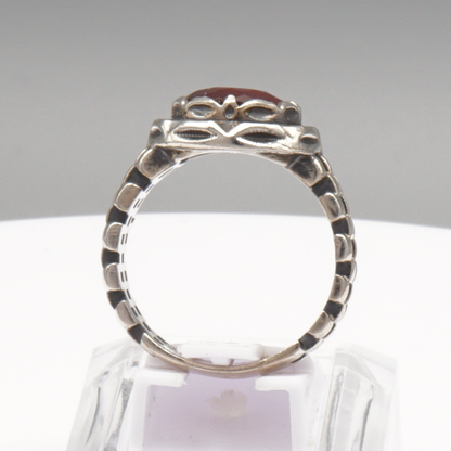 925 Silber Massiver Herrenring mit echtem Granat - Handarbeit