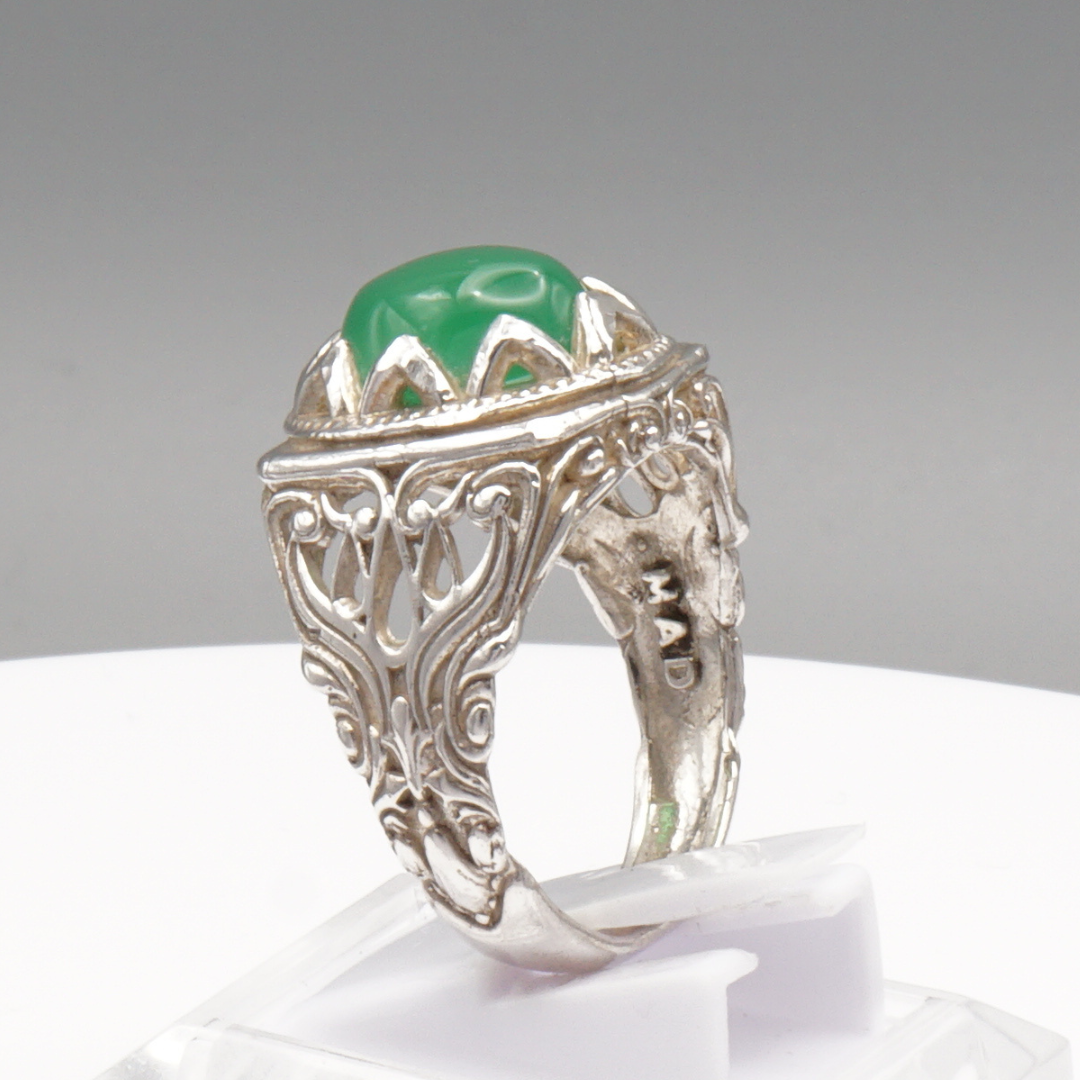 925 Silber Herren Ring mit echter Burma Jade - Aqeeq Yashum