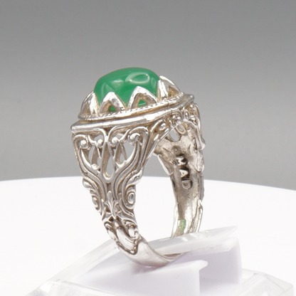 925 Silber Herren Ring mit echter Burma Jade - Aqeeq Yashum