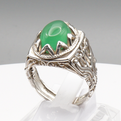925 Silber Herren Ring mit echter Burma Jade - Aqeeq Yashum