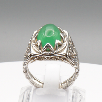 925 Silber Herren Ring mit echter Burma Jade - Aqeeq Yashum