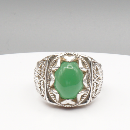 925 Silber Herren Ring mit echter Burma Jade - Aqeeq Yashum