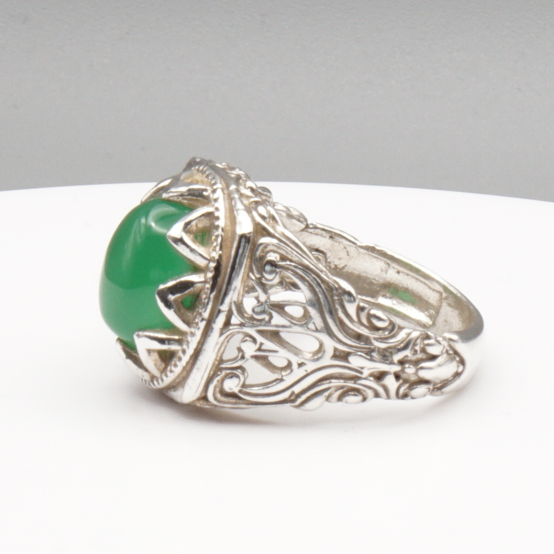 925 Silber Herren Ring mit echter Burma Jade - Aqeeq Yashum