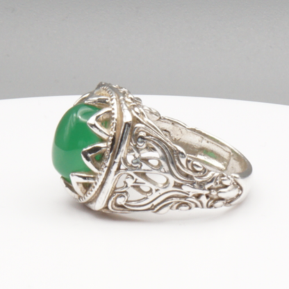 925 Silber Herren Ring mit echter Burma Jade - Aqeeq Yashum