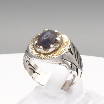 925 Silber Herrenring Opal / Edelopal - Handarbeit - Massiv