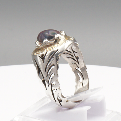 925 Silber Herrenring Opal / Edelopal - Handarbeit - Massiv