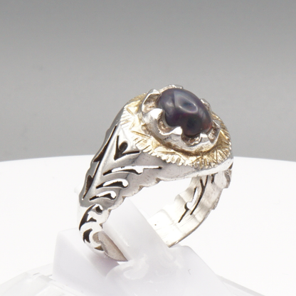925 Silber Herrenring Opal / Edelopal - Handarbeit - Massiv