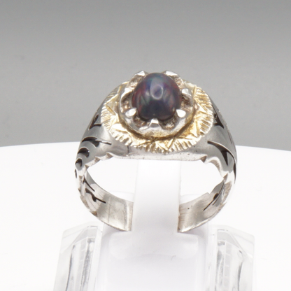 925 Silber Herrenring Opal / Edelopal - Handarbeit - Massiv