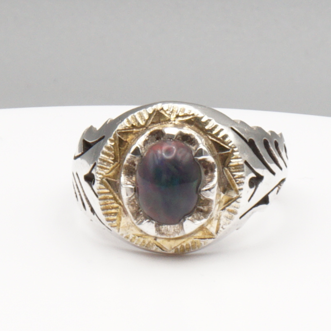 925 Silber Herrenring Opal / Edelopal - Handarbeit - Massiv