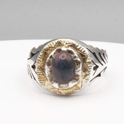 925 Silber Herrenring Opal / Edelopal - Handarbeit - Massiv