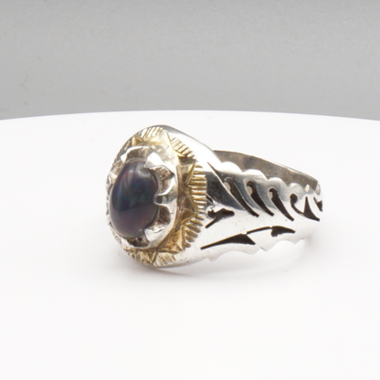 925 Silber Herrenring Opal / Edelopal - Handarbeit - Massiv